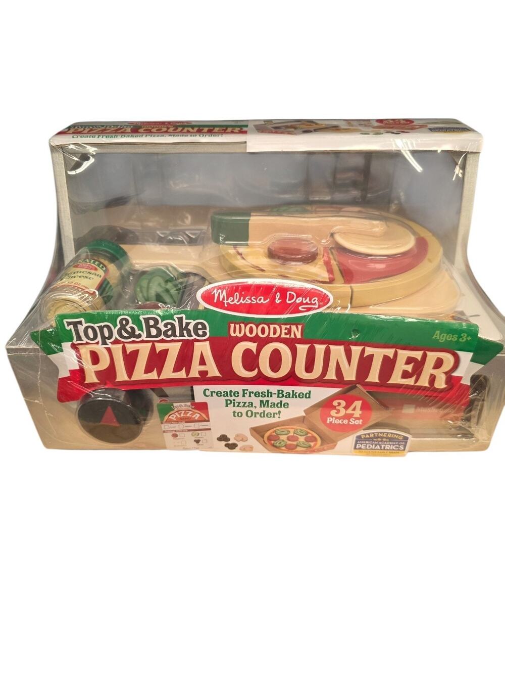Melissa & Doug Top & Bake Wooden Pizza Counter Play Set (34 Pcs)